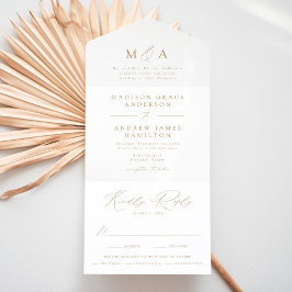 Casamento com Monograma Dourado Moderno e Elegante
