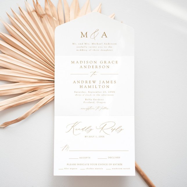 Casamento com Monograma Dourado Moderno e Elegante (Criador carregado)