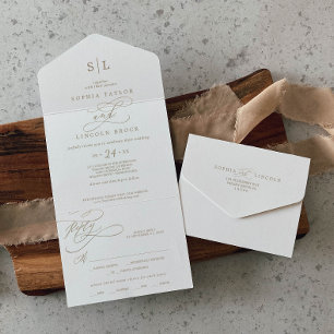 Casamento com Monograma Dourado Romântico