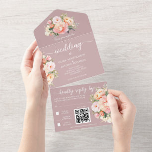 Casamento com o Código QR de Dusty Rosa de Peonies