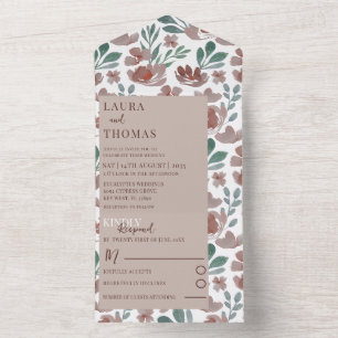 Casamento com padrão floral em aquarela terracota