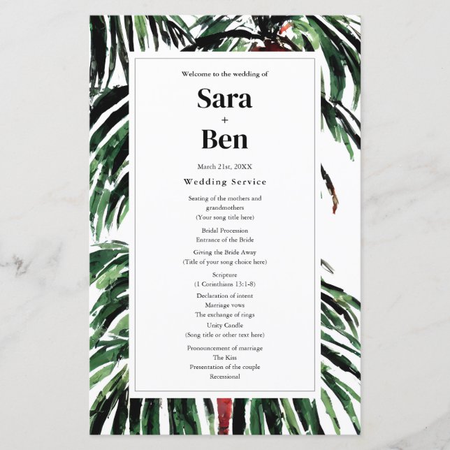 Casamento com Palmeiras Modernas de Praia Pintadas (Frente)