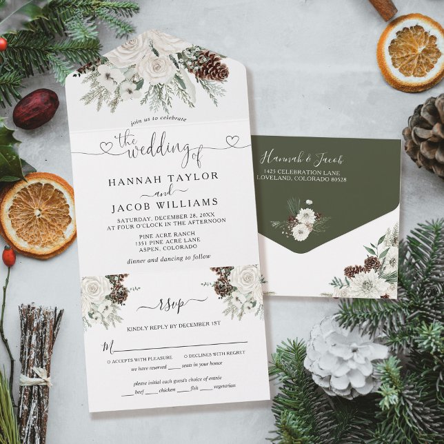 Casamento com Pine de inverno com RSVP (Criador carregado)