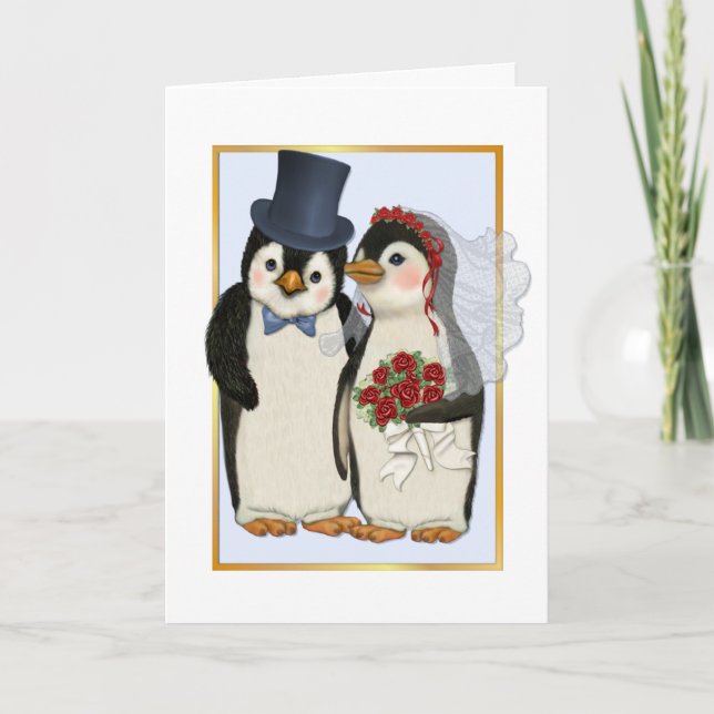 Casamento com pinguins - Sem Cartão de Texto (Frente)