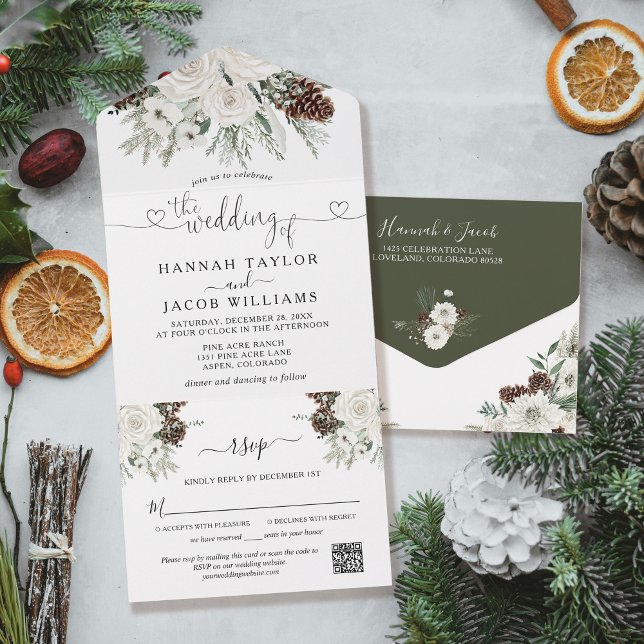 Casamento com pinheiro de inverno com código QR RS (Criador carregado)