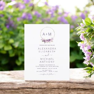 Casamento com Púrpura Púrpura Floral do Monogram