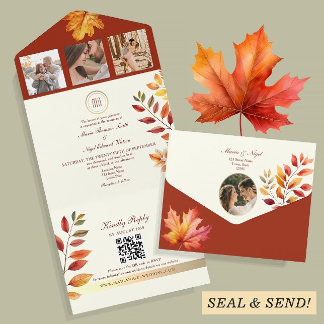 Casamento com QR Code de Outono Rústico (Criador carregado)