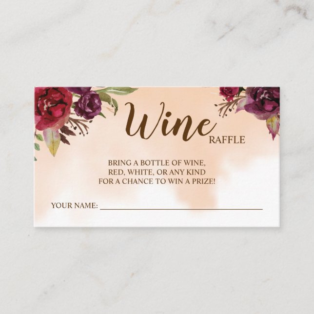 Casamento com Raffle de Vinho | Cartão de Chá de p (Frente)