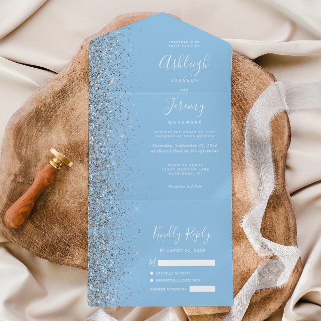 Casamento com relva de prata azul do Pastel modern (Criador carregado)