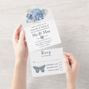 Casamento com Rosa de Pastel Blue e Silver Vintage