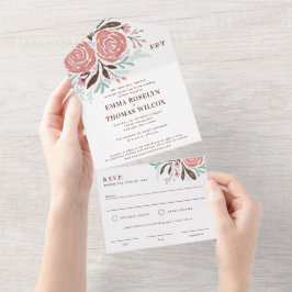 Casamento com Rosas de Aquarela Rosa Anticos