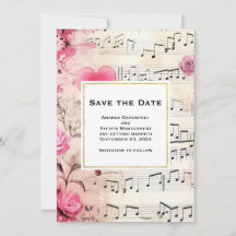Casamento com Rosas e notas musicais