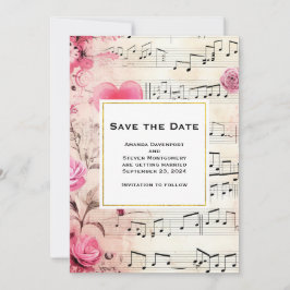 Casamento com Rosas e notas musicais