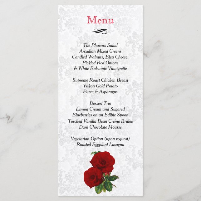 Casamento com Rosas vermelhas Profundas - Menu (Frente)