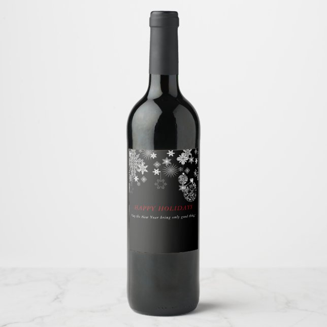 Casamento com rótulo de vinho branco preto, Natal, (Frente)