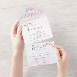 Casamento com Script de Aquarelas de Sakura Cherry