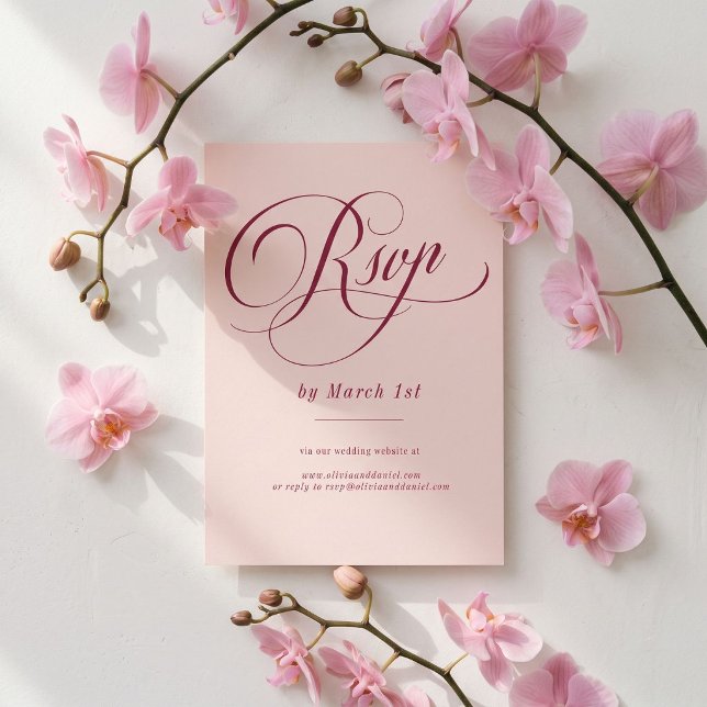 Casamento com Script de Raspberry RSVP Blush (Criador carregado)