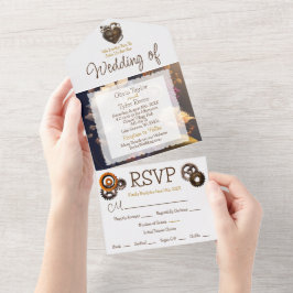 Casamento com Steampunk, Flores e Penas