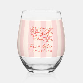 Casamento com Stripe de Buquê Rosa Floral