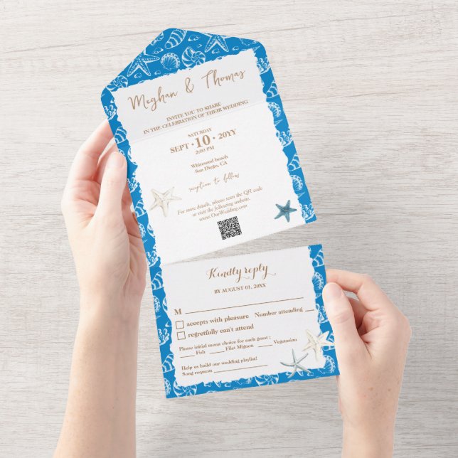 Casamento com Themed Beach Elegante com código QR  (Tearaway)