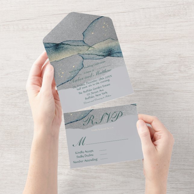 Casamento com Tinta Dourada de Álcool de Prata Tur (Aba destacável)