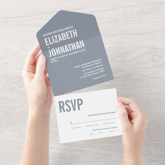 Casamento com Tipografia Azul Simples (Aba destacável)