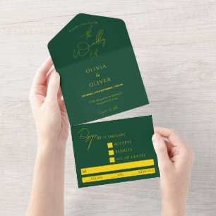 Casamento com tipografia de ouro verde monograma p