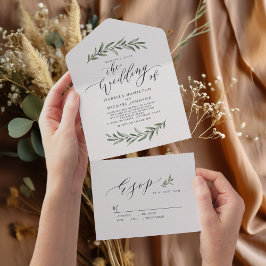 Casamento com vegetação rústica em caligrafia simp
