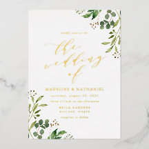Casamento com Verde Folhagem em Aquarela