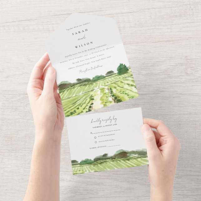 Casamento com vinhas de vinificação verde Elegante (Aba destacável)