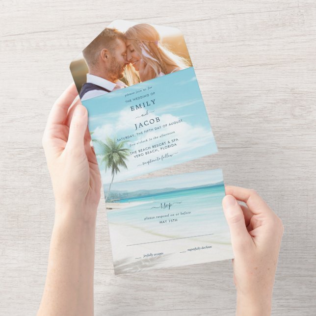 Casamento com Watercolor Beach com Foto (Tearaway)