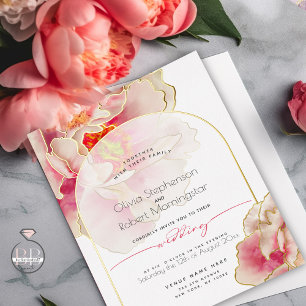CASAMENTO Convite à Rosa de Coral Exótico
