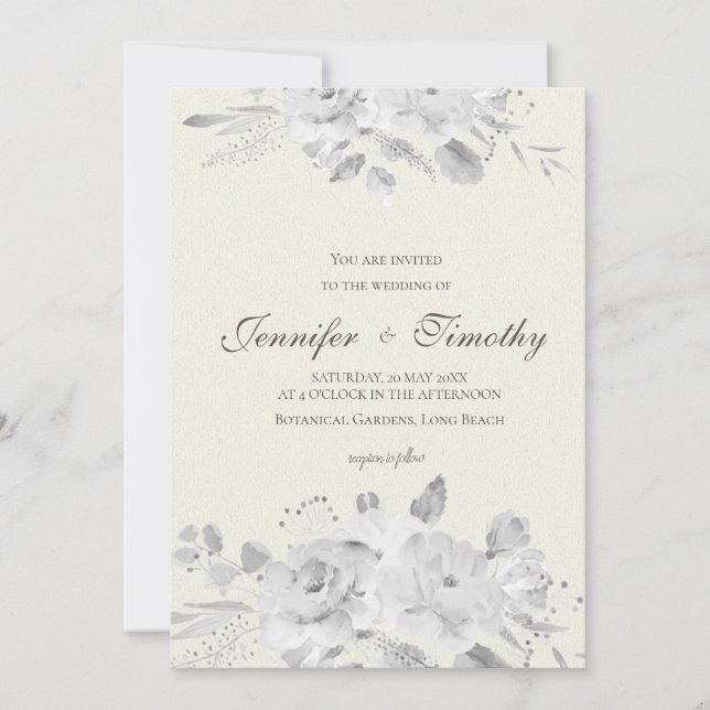 Casamento Convite de rosa branca e negra (Frente)