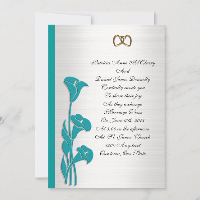 Casamento Convite turquoise calla lily (Frente)