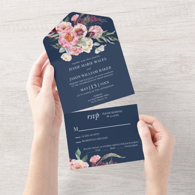 Casamento Cor-de-rosa com marinho Blush (Tearaway)