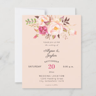 Casamento Cor-de-rosa Pêssego Floral Cor-de-Rosa-C