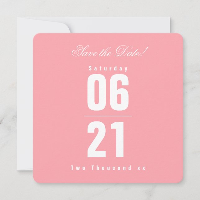 Casamento Cor-de-Rosa Solide|Guardar a Data (Frente)