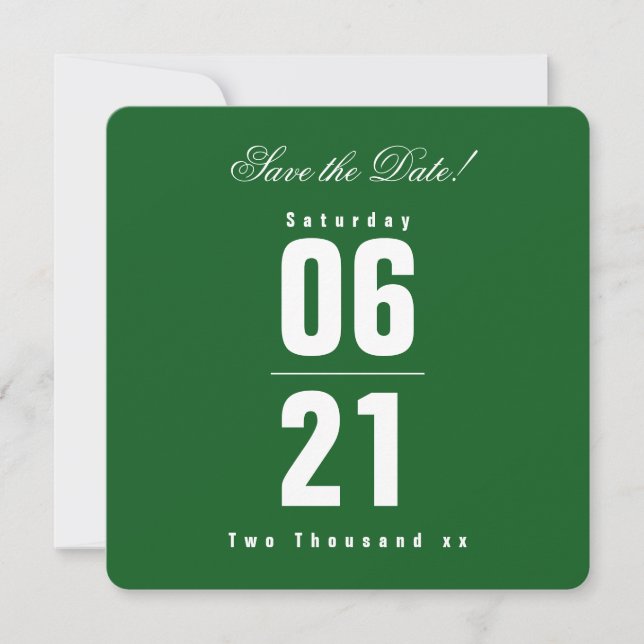 Casamento Cor Sólida Summers Verde|Save the Date (Frente)