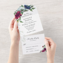 Casamento Cristão Floral Vermelho Azul Azul Brilha