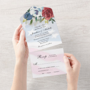 Casamento Cristão Floral Vermelho Branco Azul Band
