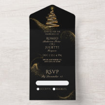 casamento da árvore de natal elegante do ouro negr