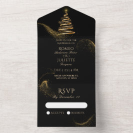 casamento da árvore de natal elegante do ouro negr