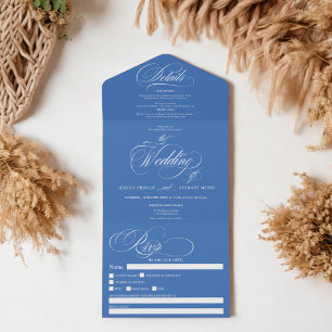 casamento da caligrafia azul-elegante