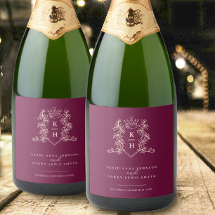 Casamento da coroa vermelha de vinho escuro monogr