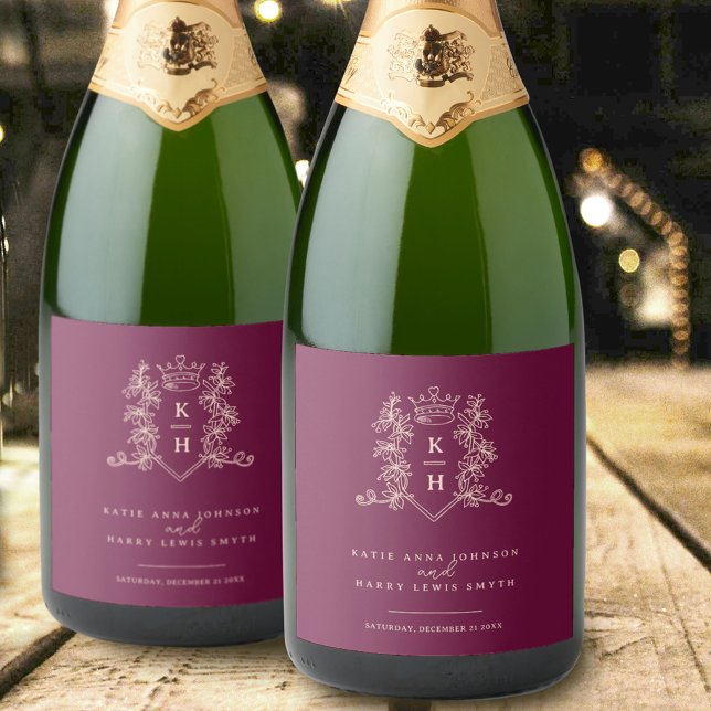 Casamento da coroa vermelha de vinho escuro monogr (Criador carregado)