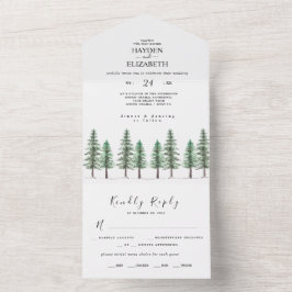 Casamento Da Floresta De Pinheiros De Aquarela Em