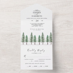 Casamento Da Floresta De Pinheiros De Aquarela Em