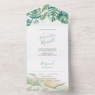 Casamento Da Flórida Moderna, Tudo Em Um Convite