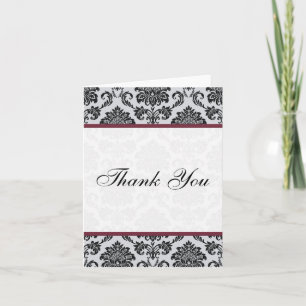 Casamento Damask Burgundy Obrigado Cartões
