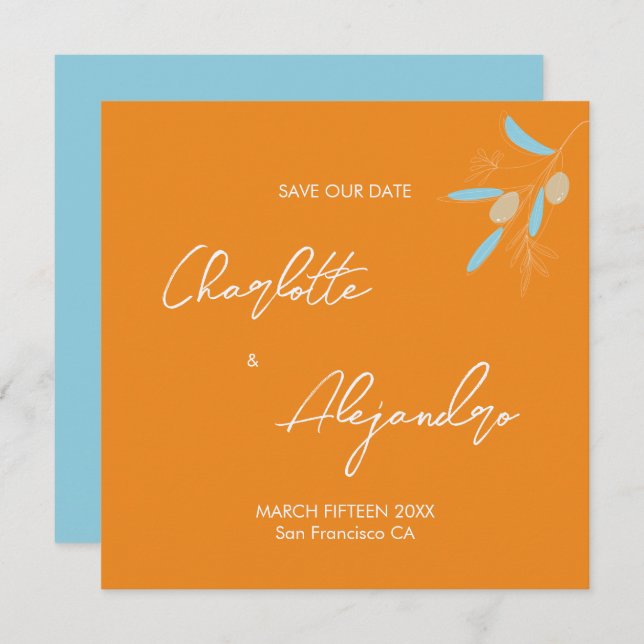 Casamento das Víblias do Mediterrâneo Salva a Data (Frente/Verso)